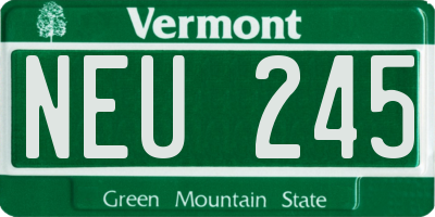 VT license plate NEU245
