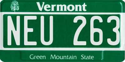 VT license plate NEU263