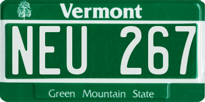 VT license plate NEU267