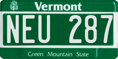VT license plate NEU287