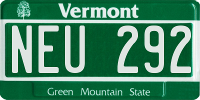 VT license plate NEU292
