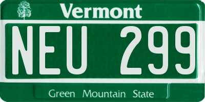 VT license plate NEU299