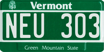 VT license plate NEU303