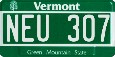VT license plate NEU307