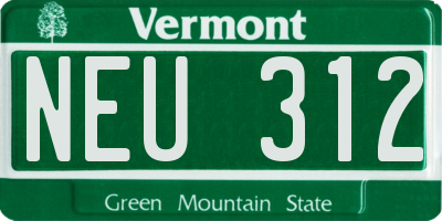 VT license plate NEU312