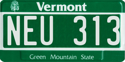 VT license plate NEU313