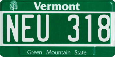 VT license plate NEU318