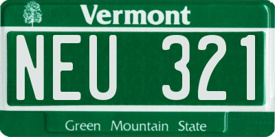 VT license plate NEU321