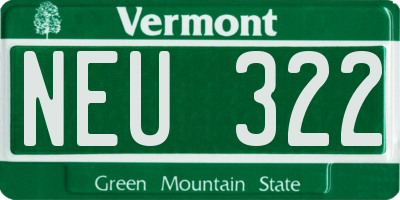 VT license plate NEU322