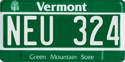 VT license plate NEU324