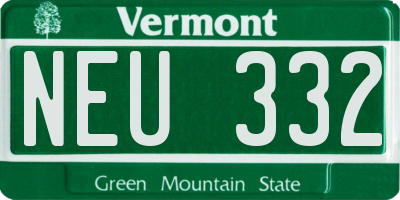 VT license plate NEU332