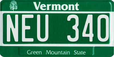 VT license plate NEU340