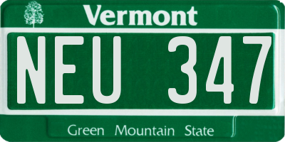 VT license plate NEU347