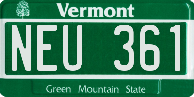 VT license plate NEU361
