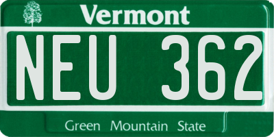 VT license plate NEU362