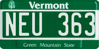 VT license plate NEU363