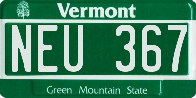 VT license plate NEU367
