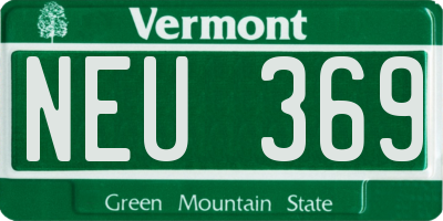 VT license plate NEU369