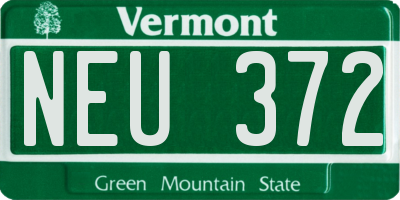 VT license plate NEU372