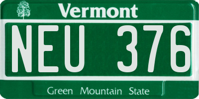 VT license plate NEU376