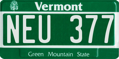 VT license plate NEU377