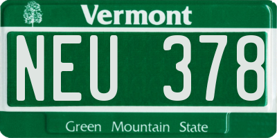 VT license plate NEU378