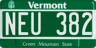 VT license plate NEU382