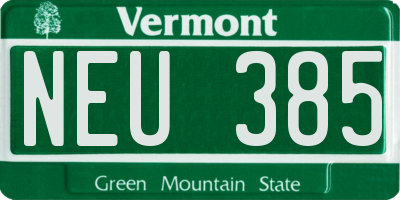 VT license plate NEU385