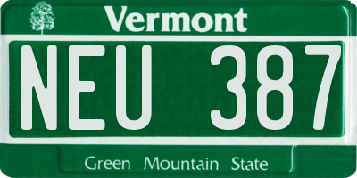 VT license plate NEU387