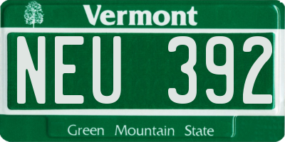 VT license plate NEU392