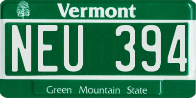 VT license plate NEU394