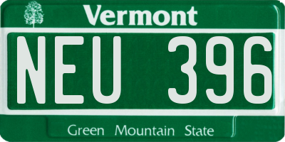 VT license plate NEU396