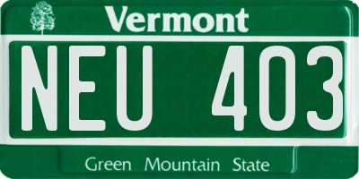 VT license plate NEU403