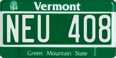 VT license plate NEU408