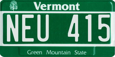 VT license plate NEU415