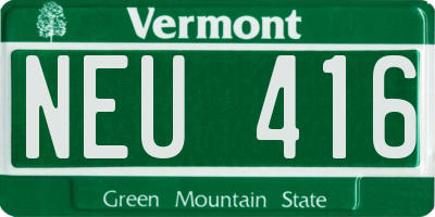 VT license plate NEU416