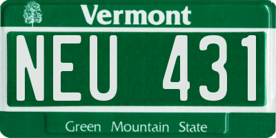 VT license plate NEU431