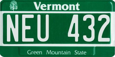 VT license plate NEU432