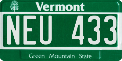 VT license plate NEU433