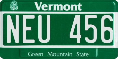 VT license plate NEU456