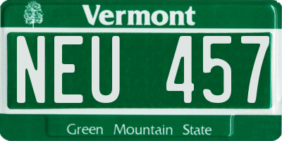 VT license plate NEU457