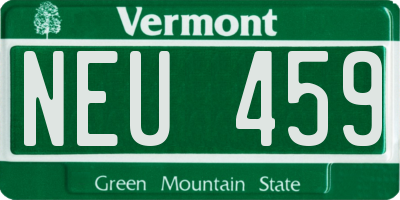 VT license plate NEU459