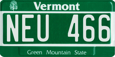 VT license plate NEU466
