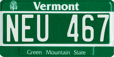 VT license plate NEU467