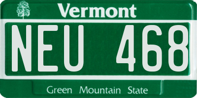 VT license plate NEU468
