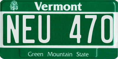 VT license plate NEU470