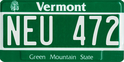 VT license plate NEU472