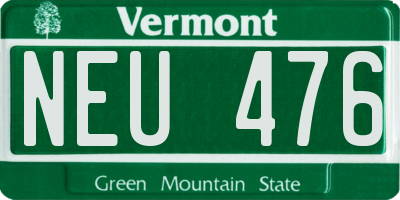 VT license plate NEU476