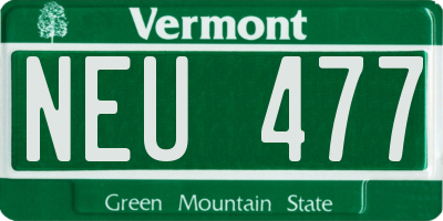 VT license plate NEU477