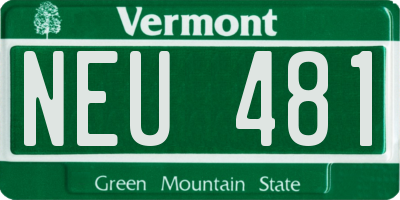 VT license plate NEU481